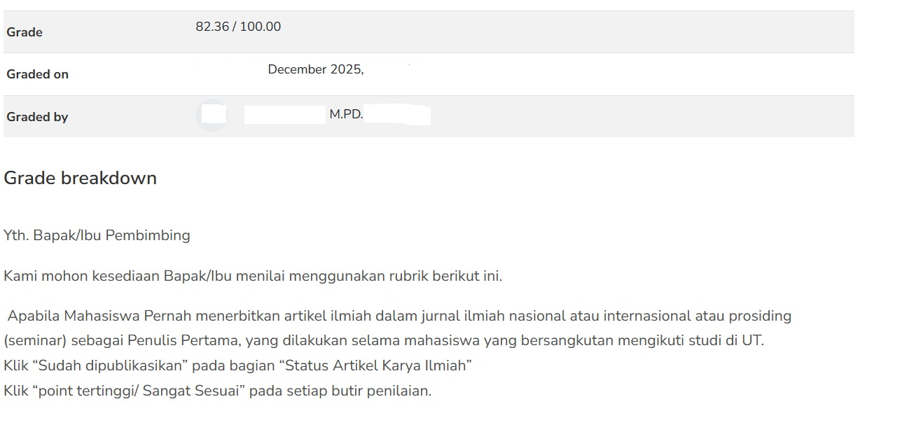 Nilai Akhir Artikel Ilmiah